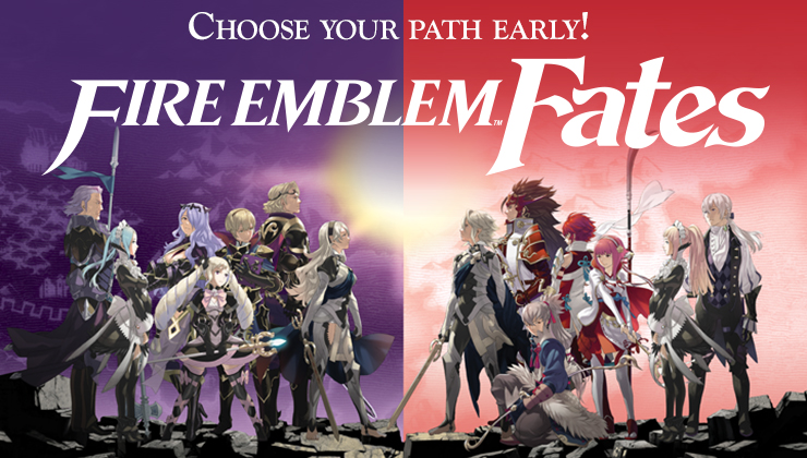 The cast of Fire Emblem Fates Conquest (Left) faces the cast of Birthright (Right).