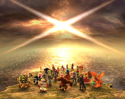 The cast of Brawl standing over the ocean.